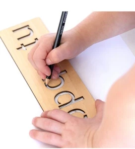 Educational Wood Handwriting Stencil Set | Easy-to-Use Handwriting for Kids & Pr - Picture 1 of 5