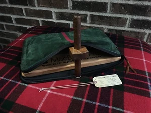 VINTAGE 1980's GREEN & RED STRIPE SUEDE LEATHER PORTFOLIO MACBOOK PRO CASE R$898 - Picture 1 of 12