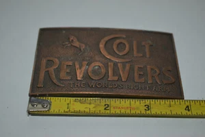 Vintage Colt Revolver Brass Western Belt Buckle  World's Right Arm - Picture 1 of 2