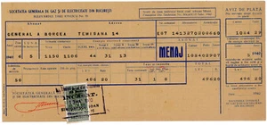 Romania, 1940, Bucharest Communal Plants , Bill / Receipt - Revenues Fiscal - Picture 1 of 2