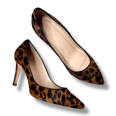 J. Crew Collection Ponyhair Hazelnut Leopard Elsie Heels Pumps Size 7.5 Italy - Image 1 of 4