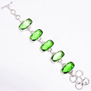 Peridot Gemstone Fashion Jewelry 925 Silver Bracelet 6-8" ARB-363 - Picture 1 of 3