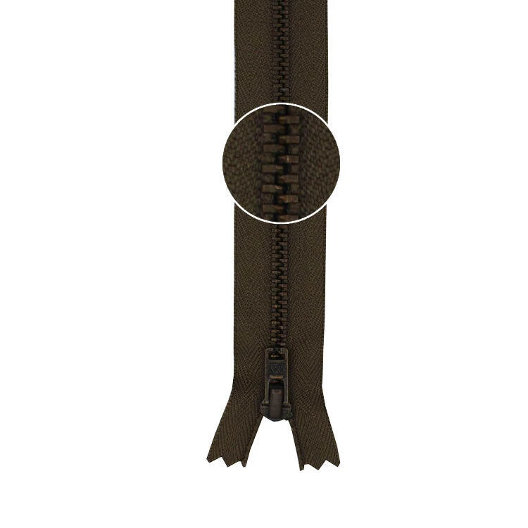 YKK Metall-Reißverschluss antikgold nicht teilbar 3mm 22cm 563 mittelbraun - Bild 1 von 1