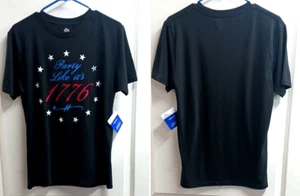 PARTY LIKE IT'S 1776 RED WHITE BLUE CELEBRATE PATRIOTIC MENS BLACK SHIRT SMALL - Picture 1 of 7
