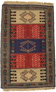 Multicolored Tribal Boho Decor Oriental Rug 4X6 Sumak Herati Hand-Woven Carpet - Picture 1 of 13