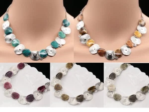 rock metal leaf design crystal enamel choker 14KGP necklace woman jewelry S66 - Picture 1 of 5