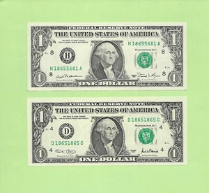 '1865 5681 & 1865 1865' .. MATCHING .... UNCIRC $1  RADAR & REPEATER - Picture 1 of 2