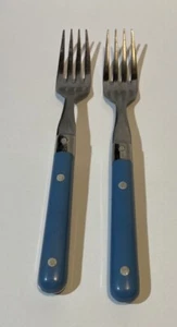 MCM Interpur Korea posate inox manici blu 7 forchette da 5/8" lotto di 2 - Foto 1 di 3