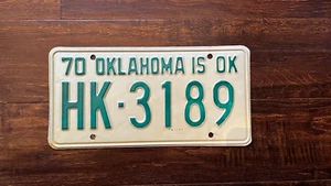 1970 Oklahoma American License Licence Plate Tag Original - Picture 1 of 2