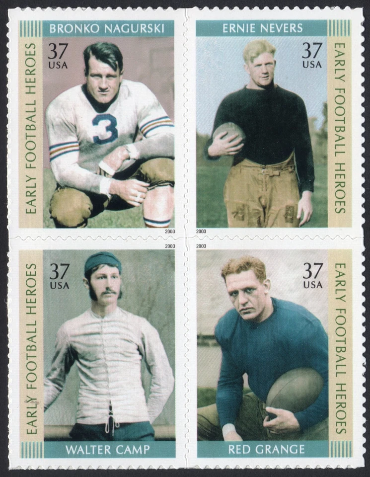 Scott #3811a (3808-3811) Early Football Heroes Block of 4 Stamps - MNH - Image 1 of 1
