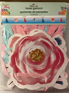 Spring Fling Floral And Hummingbird Ribbon Tassel Party Garland 9 Ft - Picture 1 of 4