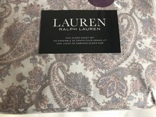 Ralph Lauren QUEEN Sheet Set Paisley Cotton XDeep Fitted Rare