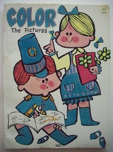 60's Flocked children Color the Pictures coloring book UNUSED - Imagen 1 de 8