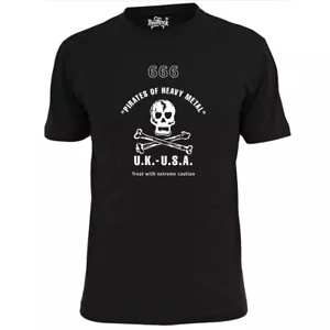 Mens 666 Pirates Of Heavy Metal T Shirt Metallica Megadeth Maiden - Picture 1 of 2