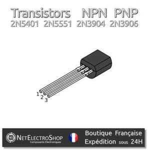Transistors TO-92 NPN PNP, 2N5401 2N5551 2N3904 2N3906, 5 ou 10 piéces - Picture 1 of 1
