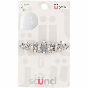 5 Pack Scunci Real Style Fashion Barrette, Studded, 21531-A