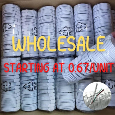 Wholesale Bulk Lot USB Cable 3Ft 6Ft For Apple iPhone XR X 8 7 Plus Charger Cord - Image 1 of 4