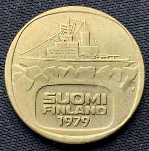1979 Finland 5 Markkaa Coin AU   ( 2 million Minted )  Condition Rarity   #K2104