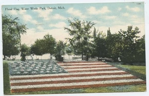 Floral Flag Water Works Park Detroit Michigan Postcard - Picture 1 of 2