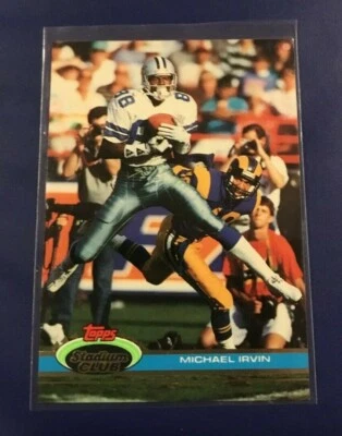 1991 Topps Stadium Club # 37 MICHAEL IRVIN Dallas Cowboys Nice Card !  - Image 1 of 2