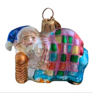 Christopher Radko A SHORT WINTERS NAP GEM Glass Ornament Santa Bed 0107570