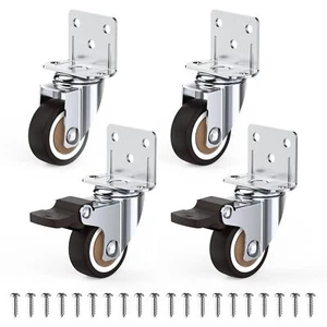 Side Mount Casters Wheels 1.25 Inch with Heavy Duty Thickened L-Shaped Plate ... - Picture 1 of 5
