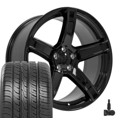 20 inch Gloss Black 2640 Rims Tires TPMS SET Fits Dodge Charger Challenger - Image 1 of 4