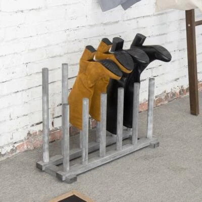 Rustic Gray Wood Boot Storage Rack/ Closet Shoe Organizer Stand, For 6 Pairs - Image 1 of 4