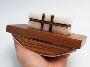 ART DÉCO TAMPON BUVARD ESTAMPILLÉ TENDEM ? à identifier EN BOIS ET ALBÂTRE - Imagen 1 de 8