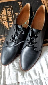 Madewell Black Leather Frances Lace Up Oxfords Flats Shoes Size 7 - Picture 1 of 12
