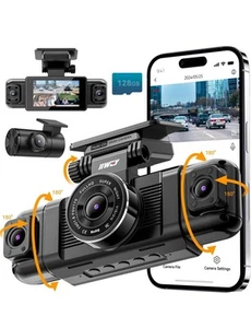 IIWEY N5 Dash Cam 4 Canali Vista 360°, 1080P Anteriore e Posteriore Interno, 5G WiFi - Foto 1 di 8