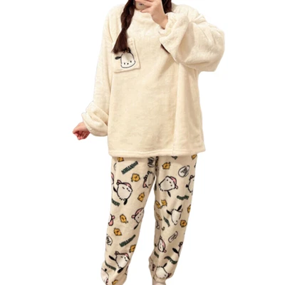 Damen Fraue Winter Fleece Kuschelig Flauschig Warm Weich Pyjama Schlafanzug - Bild 1 von 2