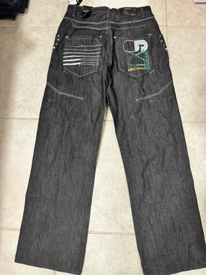 Винтажные джинсы ROCAWEAR - синий черный - размер 20/32W - вышитый Y2K - редкая новый с Ярлыками - Изображение 1 из 4