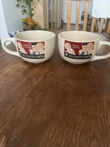 Vintage Hershey's Kakao Werbetassen Retro "A Food to Drink" Kaffee 2er Set - Bild 1 von 5