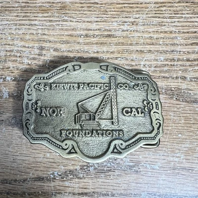 Vintage Kiewit Pacific Co. Foundations Nor Cal Brass Belt Buckle USA Made Crane - Image 1 of 4