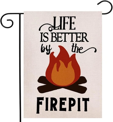 Life Is Better by the Firepit Garden Flag Vertical Double Sided, Camper Yard Out - Image 1 of 4