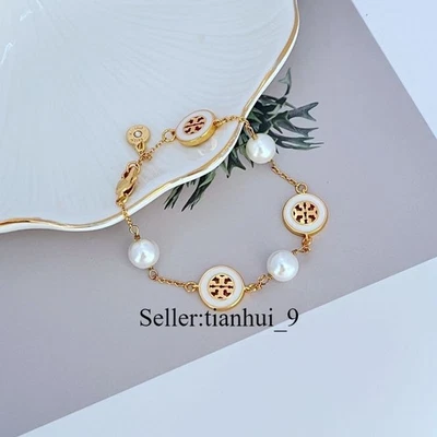 ¡Nuevo! Pulsera Tory Perla y Círculo Blanco con Bolsa Joyería Tamaño Longitud: 18+4cm Foto 1 de 3