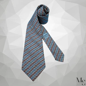 HERMES PARIS 7770 FA Blue Brown Whimsical Carpet Silk Tie France 56”-3.75" EX CD - Picture 1 of 6