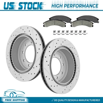 Rotores de freno traseros perforados + pastillas de cerámica para Nissan NV1500 NV2500 NV3500 2012-2021 Foto 1 de 4