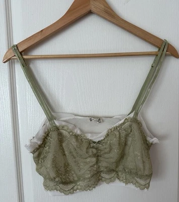 Free People Intimately Sage Green Lace Bralette Size XL Peasant Boho - Image 1 of 4