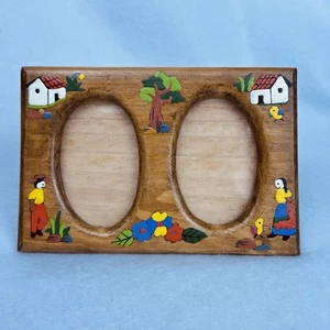 Colorful Folk Art Mexican hand painted Wood Picture frame Double Opening 6”x4” - Picture 1 of 17