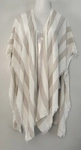 Zighilli gestreifter Baumwollmischung Poncho Wickel leicht Academia Lagenlook Coastal Chic - Bild 1 von 10