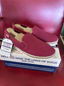 BOBS for Sketchers Slip Ons Shoes Women’s Size 7 NIB Red Flexpadrille Lo Vegan - Picture 1 of 5