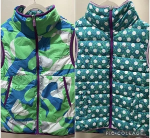 Nike Alliance Girl's Reversible Puffer Vest Size XL Green Blue Camo Polka Dot - Picture 1 of 7