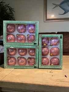 Vintage Christmas Krebs Glass Ornaments Candy Rose Pink Gold Crown 3 Boxes 18 - Picture 1 of 8