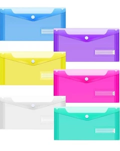 24 Pack Plastic Pencil Pouch, Clear Poly Envelopes File Bag Bill Bag with Lab... - Picture 1 of 7