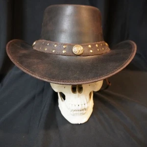 Outback Cowboy Ranch Hut braun Leder Büffel Nickel Western Style Größe XL - Bild 1 von 5
