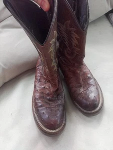 Vintage Justin 5031 Men's Tekno Ostrich Crepe Western Cowboy Boots Size 7b - Picture 1 of 14