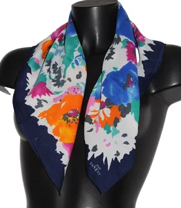 Foulard vintage JEAN DANETY vintage 80s multicolore à fleurs 65x65 cm - Picture 1 of 3