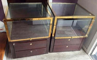 Brooks Brothers Madison Ave  Store Glass and Brass Display Cabinets - A Pair - Image 1 of 4